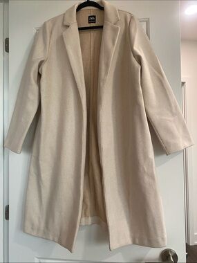 Zara Beige Open-Front Long Coat